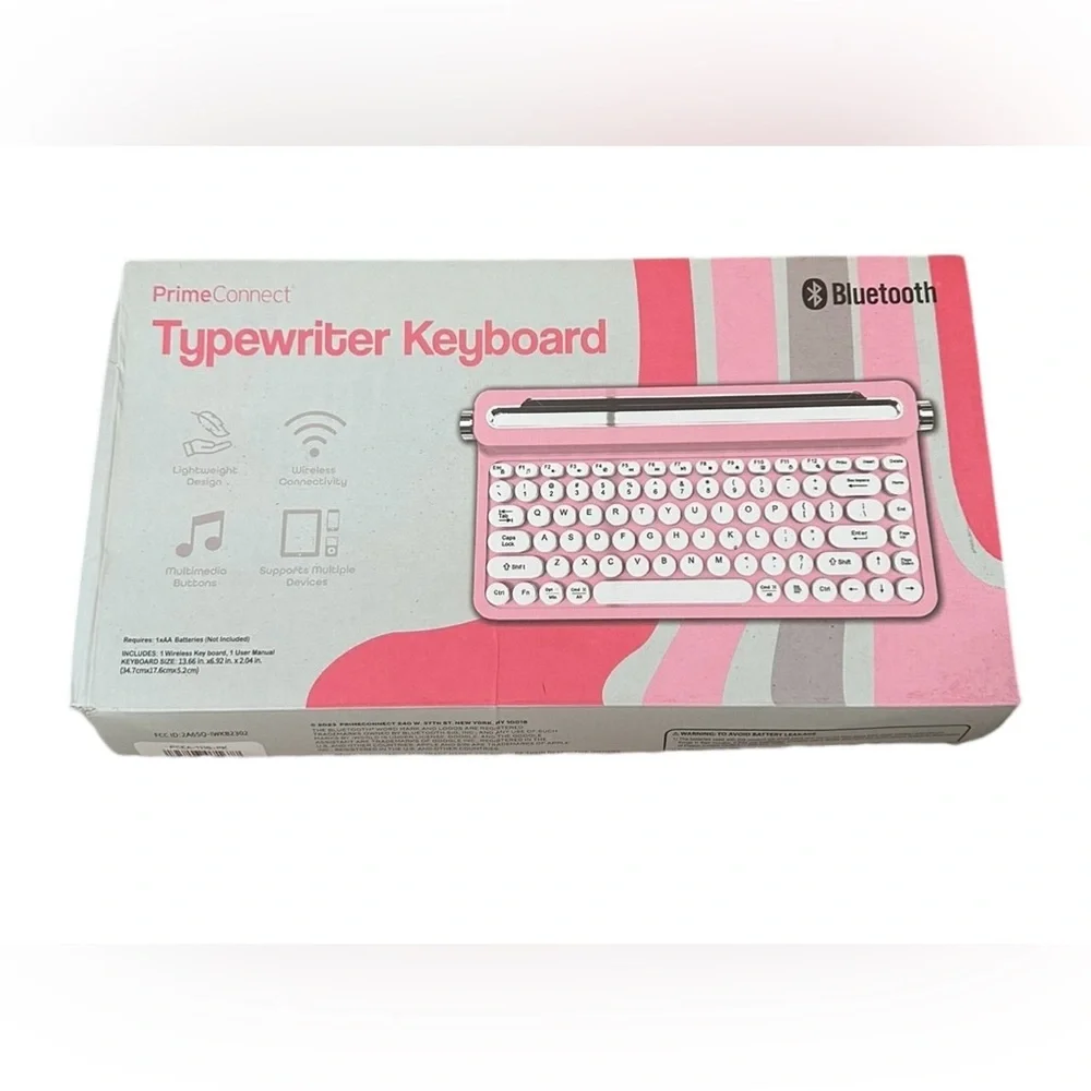 PrimeConnect Bluetooth Pink Typewriter Keyboard NEW
